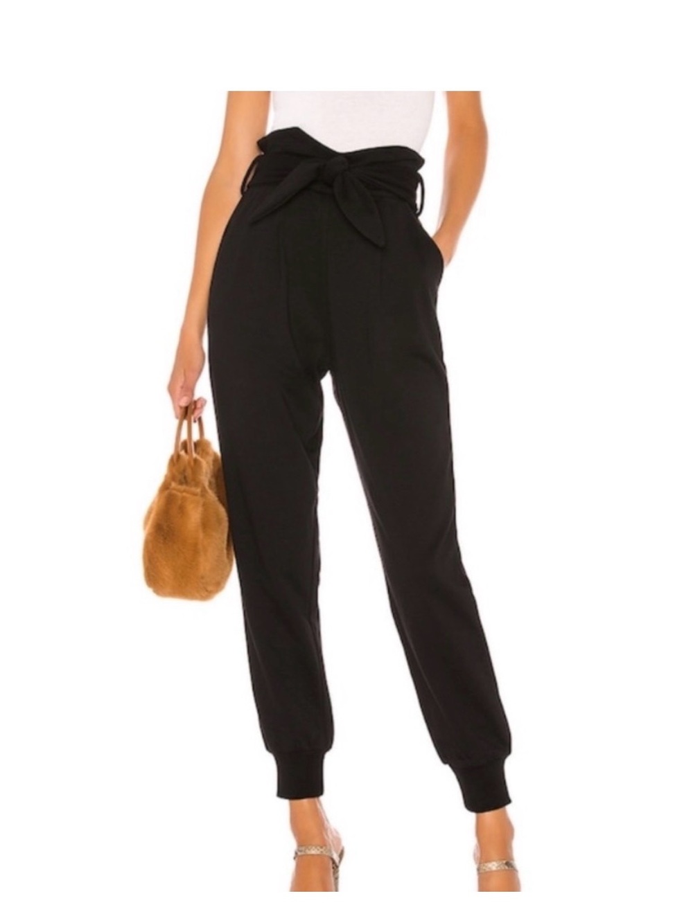 Tularosa Black High-Waist Tie-Waist Jogger Pants